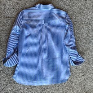 Tommy Hilfiger Blue Striped 1 pocket 3/4 button up and roll tab sleeve   Medium